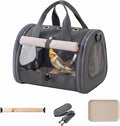 Foldable Bird Carrier with Sunshade, Travel Parrot Carrier for Vet Visit