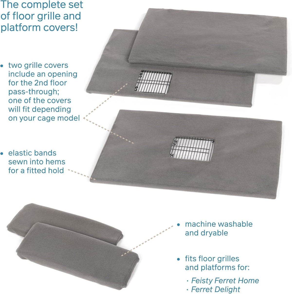 Prevue Pet Products Ferret Cage Plush Fitted Grille Cover Set - Gray