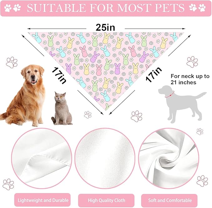 Easter Dog Bandana, 2 Pack Adjustable Holiday Party Pets Rabbit Easter Egg - Image 5