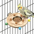 Litewoo Wood Bird Perch Stand with Feeding Cup Parrot Platform Chew Toys