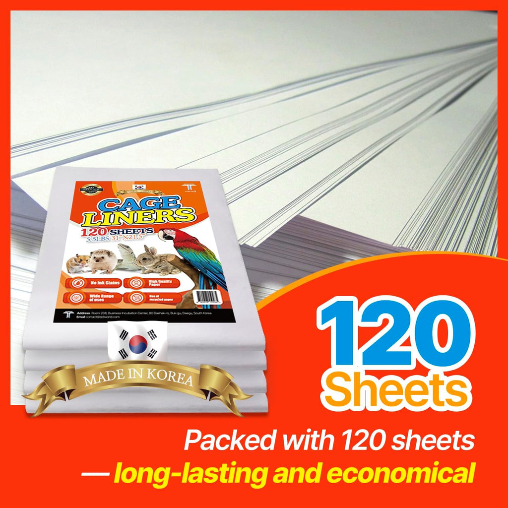 TORTO9 Cage Liner Sheets for Birds – 120 Pack, 31 x 21.5 in, 5.5 lb | Acid-Free & Non-Toxic Paper | Safe Pet Bedding, Craft Supply, Packing & Shipping Use