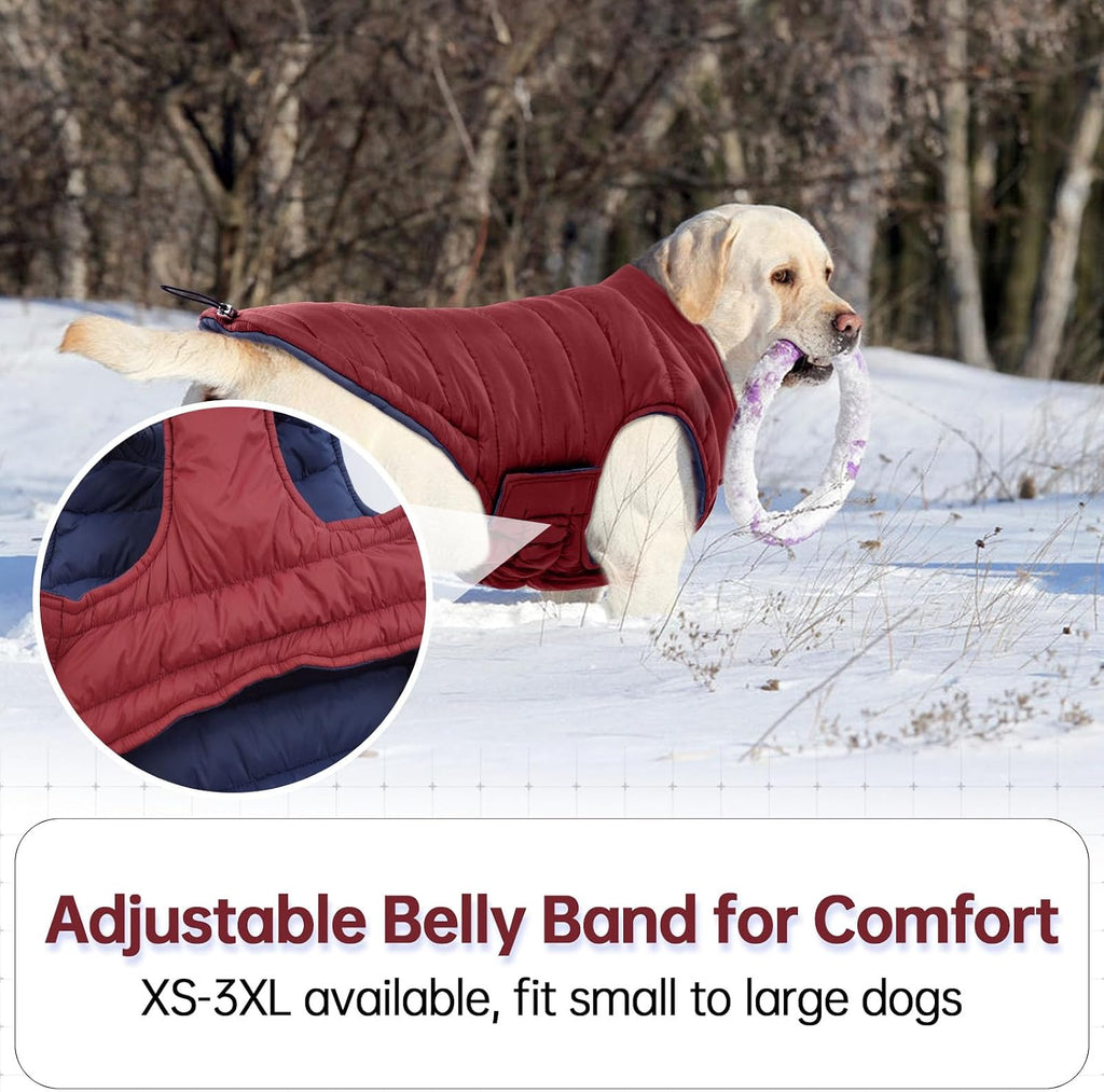 Lelepet Reversible Dog Coat Windproof Dog Jacket Lightweight Puffer Vest