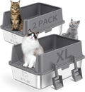 2PACK Stainless Steel Cat Litter Box by ICYAIR