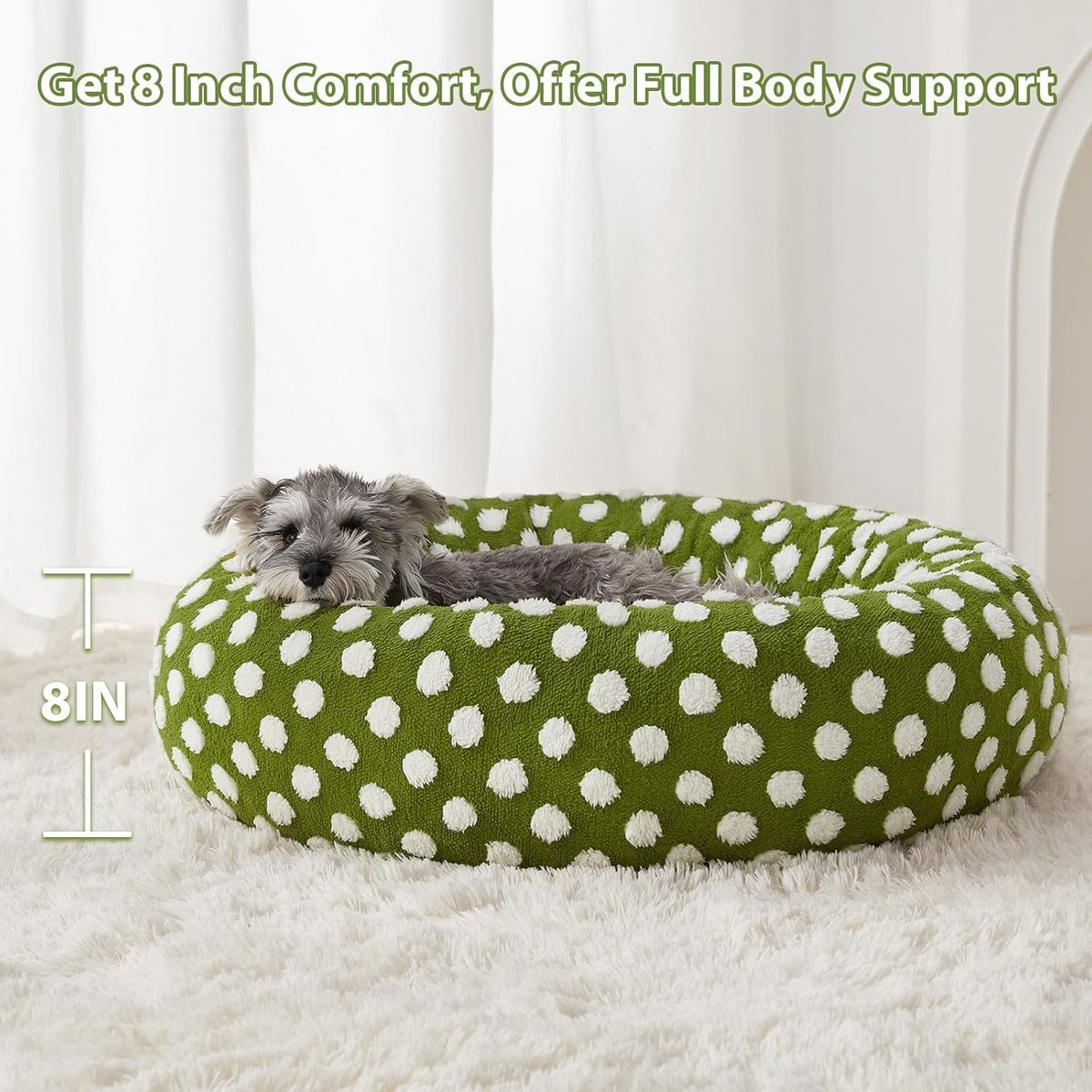 BFPETHOME Donut Dog Beds for Small Dogs, Round Cat Beds for Indoor Cats, Calming Pet Bed for Puppy and Kitty with Non-Slip Bottom, Cute Fancy Dog Bed Machine Washable Plush Fabric