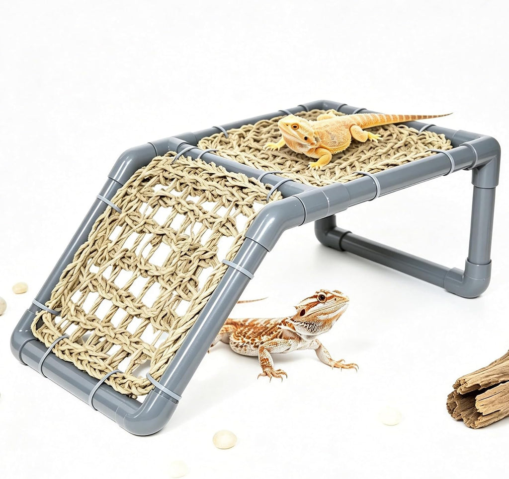 Bearded Dragon Tank Accessories Reptile Basking Platform Hideout Hide Leopard Crested Ramp Bed Hammock for Gecko Chameleon Ball Python Tortoise Snake Enclosure Cage Decor