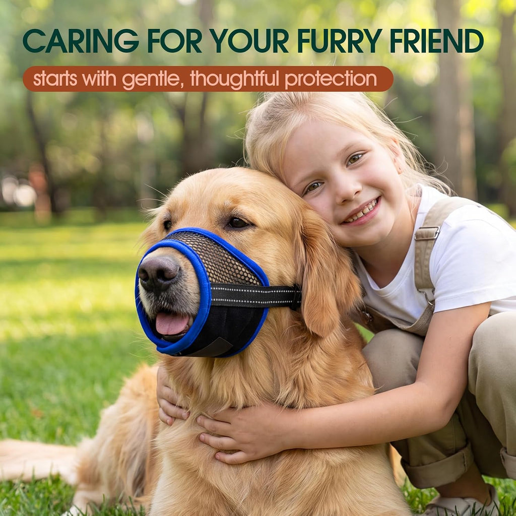 Kuoser 2 Pack Dog Muzzle，Soft Mesh Muzzles for Small Dogs, Blue L