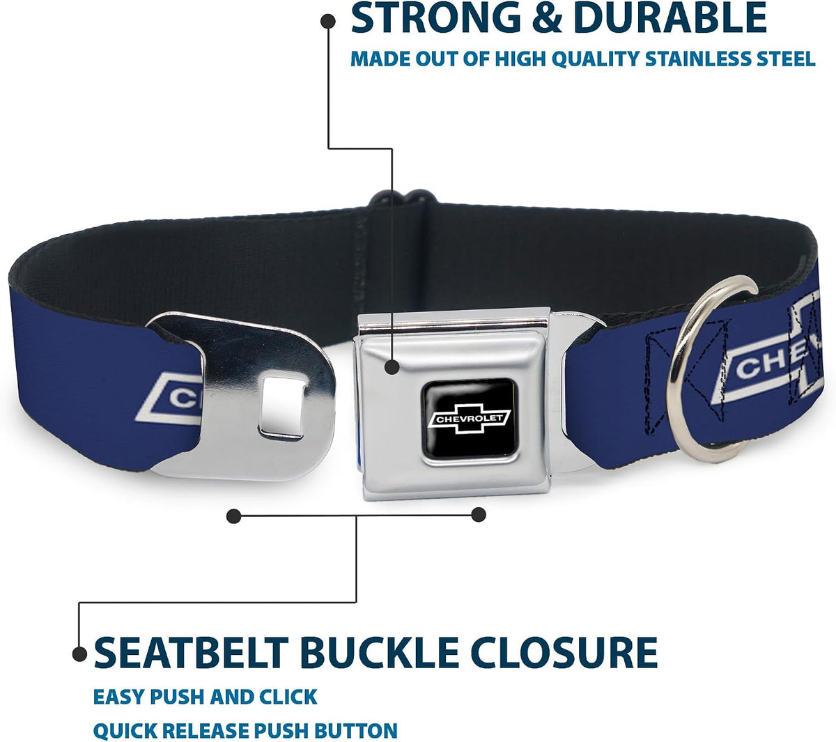 Buckle-Down DC-WCH043-S 9-15" "CHAX-1965 CHEVROLET Bowtie Full Color Black/White" Dog Collar, Small