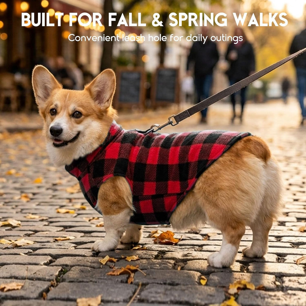 ASENKU Dog Sweater Plaid Fleece Vest Puppy Shirt for Small Medium Dogs