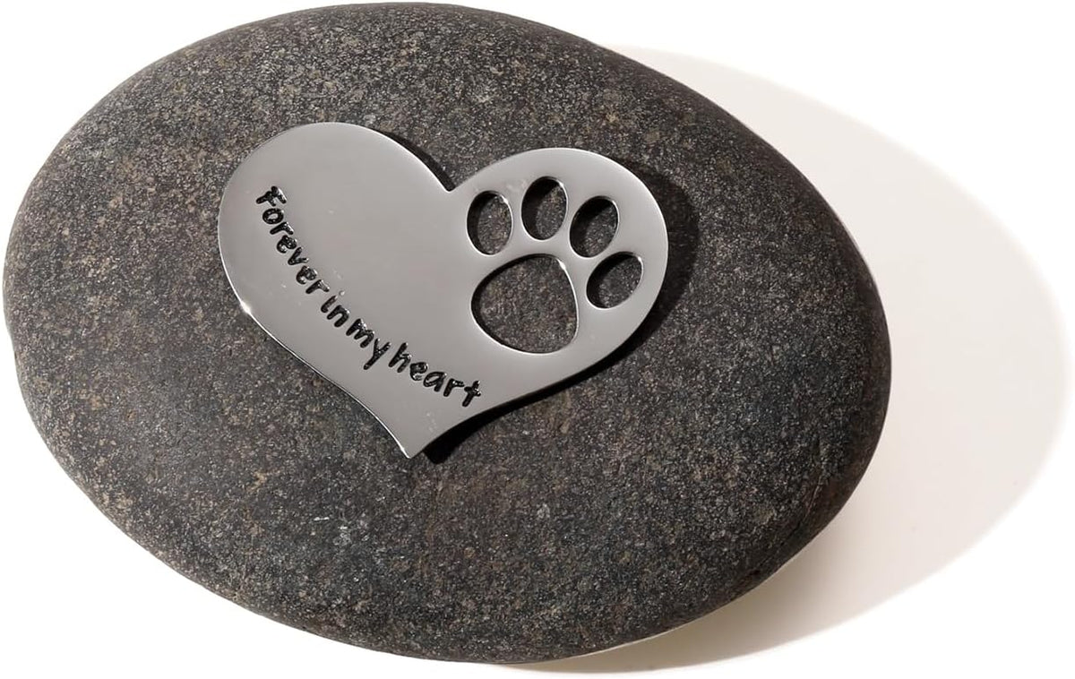 Loss of Dog Sympathy Gift Forever in My Heart in Memory of Dog Stone for Loss of Dog Memorial Stone Passed Away Gift Dog Remembrance Gift Paw Print Stone Original Color 1pcs