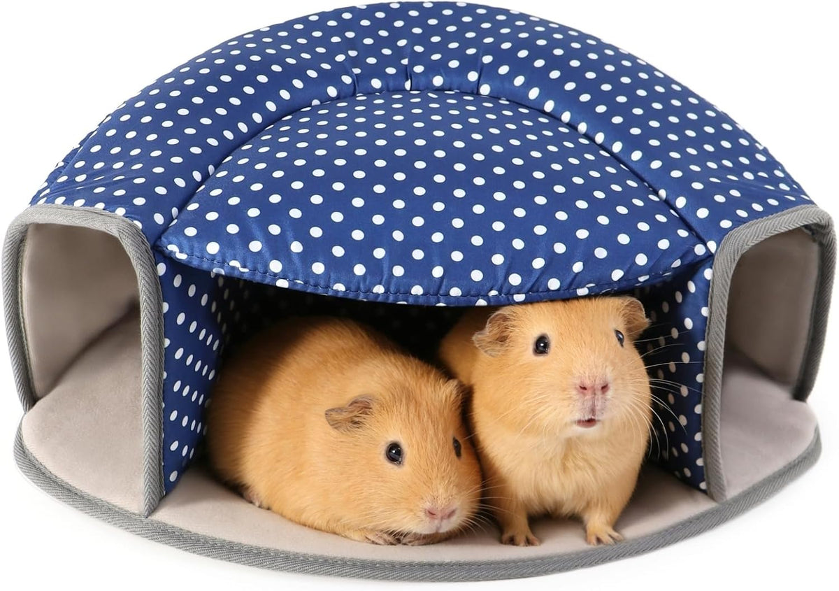 Guinea Pig Hideout Tunnel Bed, Washable Soft Small Animal Hideaway for Ferret, Chinchilla, Dwarf Bunny - House Pet Cage Accessory