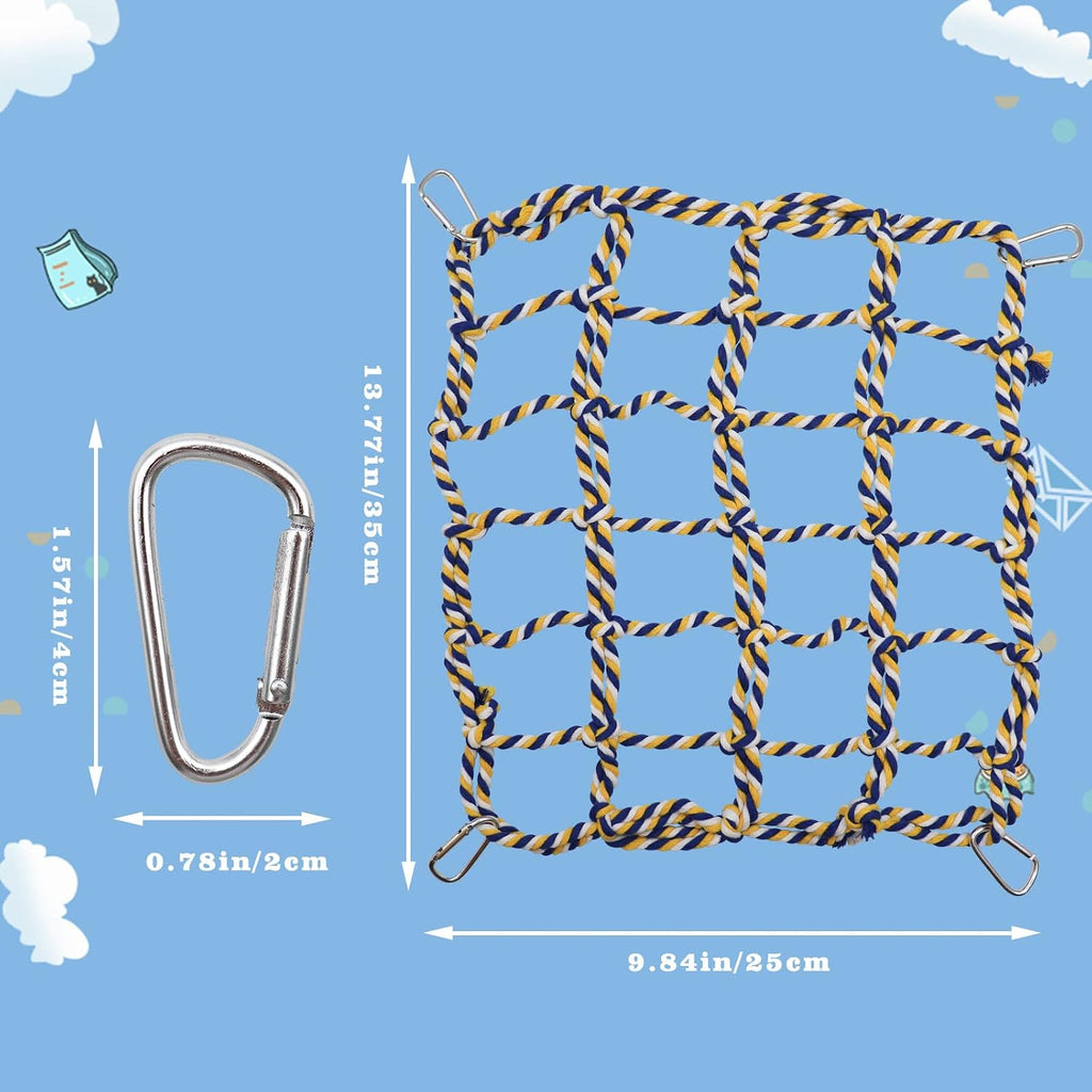 2 Pack Large Colorful Bird Rope Net, 14 10 Inches Rat Climbing Net, Pet Hanging Hammock, Bird Ladder Bridge, Small Animal Net Toy, Cage Accessories for Rat, Hamster, Bird, Ferret