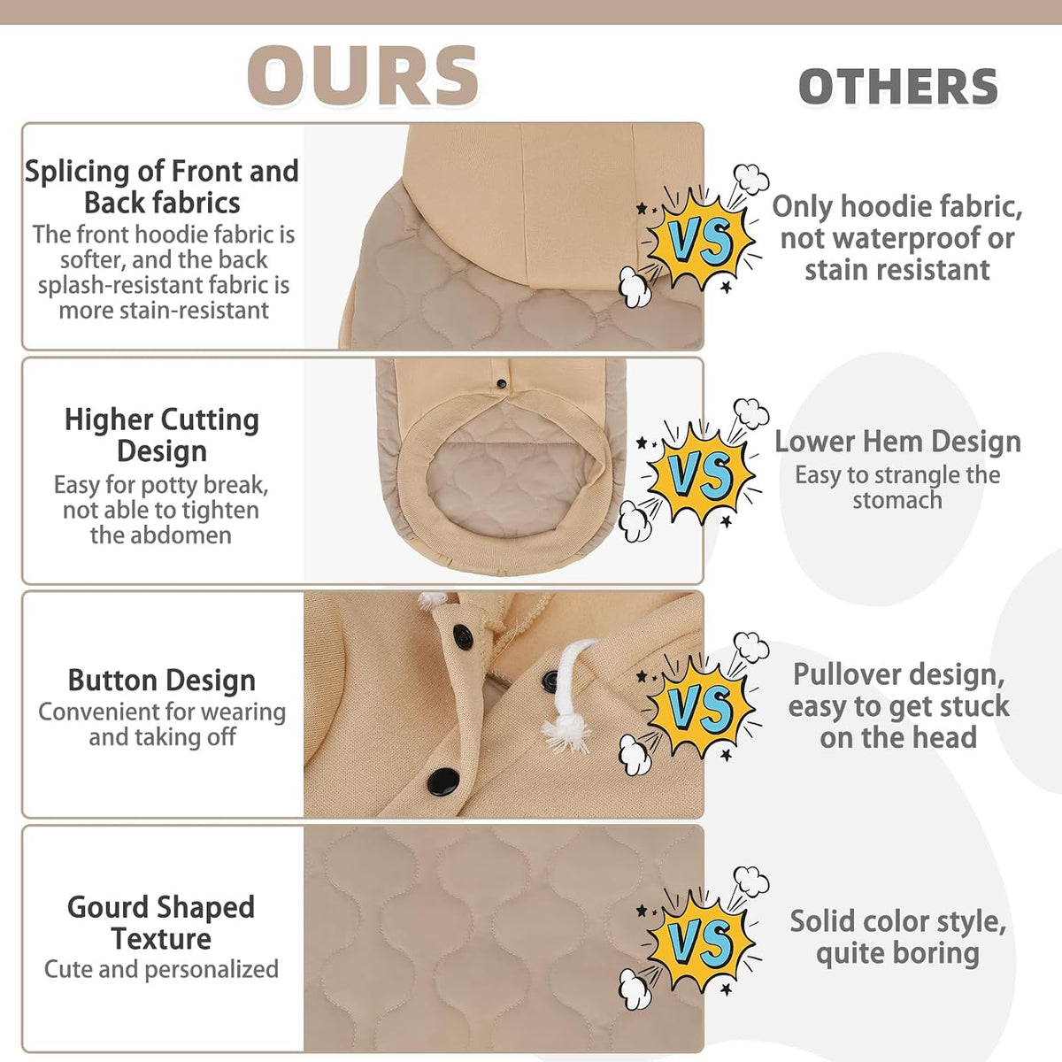 KOOLTAIL Warm Dog Winter Coat for Small Dogs, Waterproof Puppy Jacket with Leash Hole, Cold Weather Pet Vest for Winter, Soft Pet Hoodie Sweater Sweatshirt Clothes for Puppy Cats Girls Boys Beige L