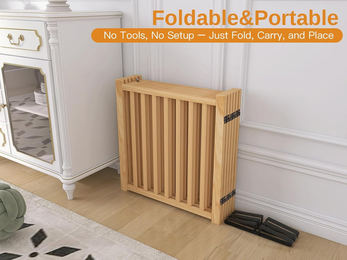 YOCAN Wooden Freestanding Dog Gate with Door - 6 Panel H:23"
