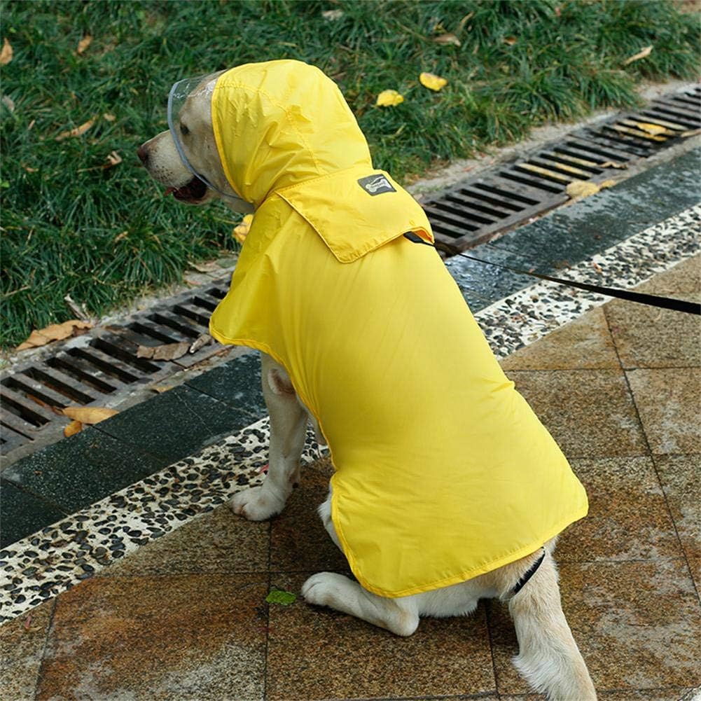 Pet Raincoat Packable Hooded Dog Rain Jacket Reflective Strips Lightweight Adjustable Poncho for Small Medium Large Dogs Yellow XXL