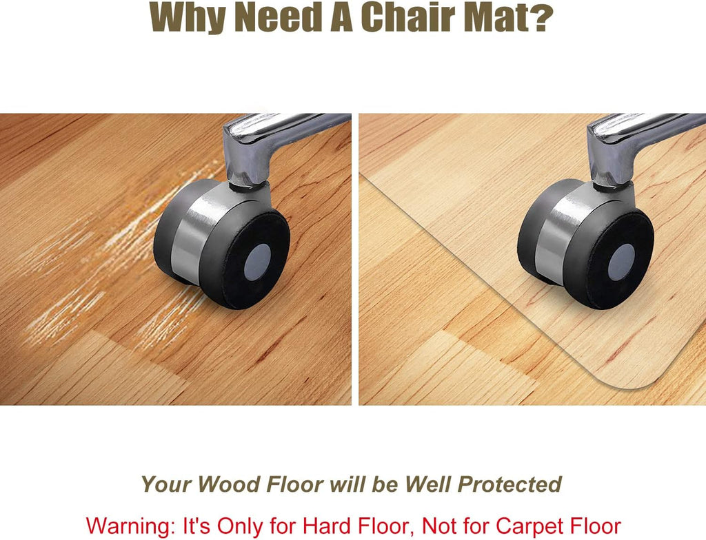 Kuyal Clear Chair Mat, Hard Floor Use, 48" X 59" Desk Chair Mat
