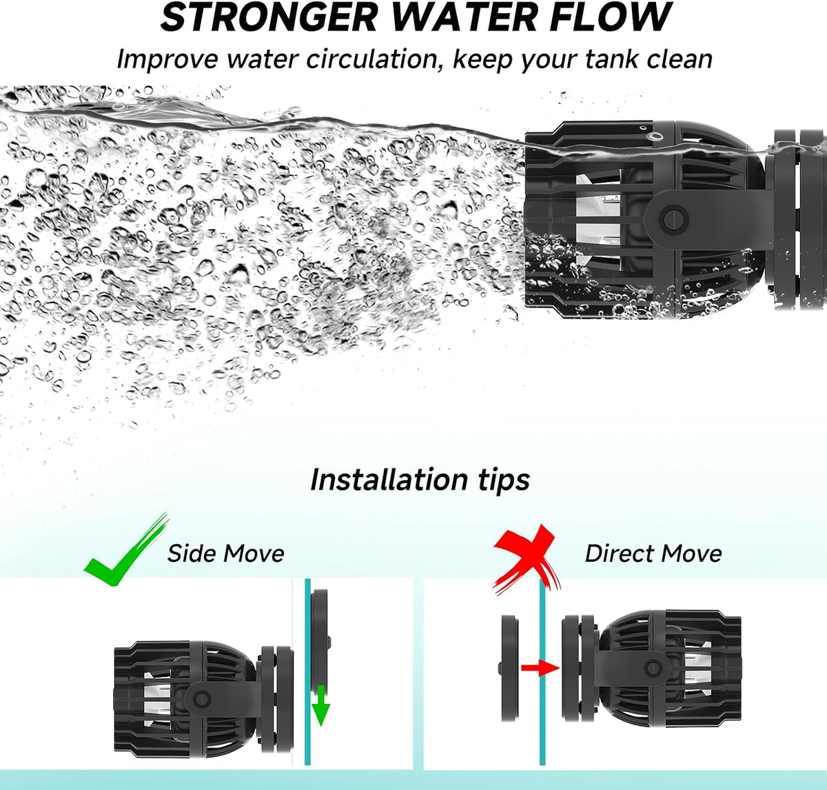 AQQA Aquarium Wave Maker 1056GPH, DC Circulation Pump with Controller