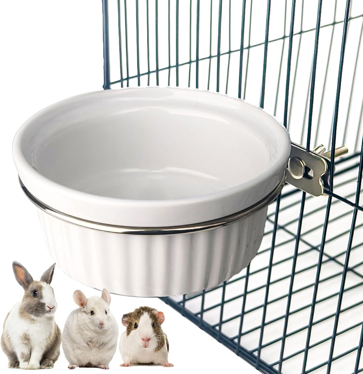 Ceramic Hanging Pet Bowl Bird Cage Feeder