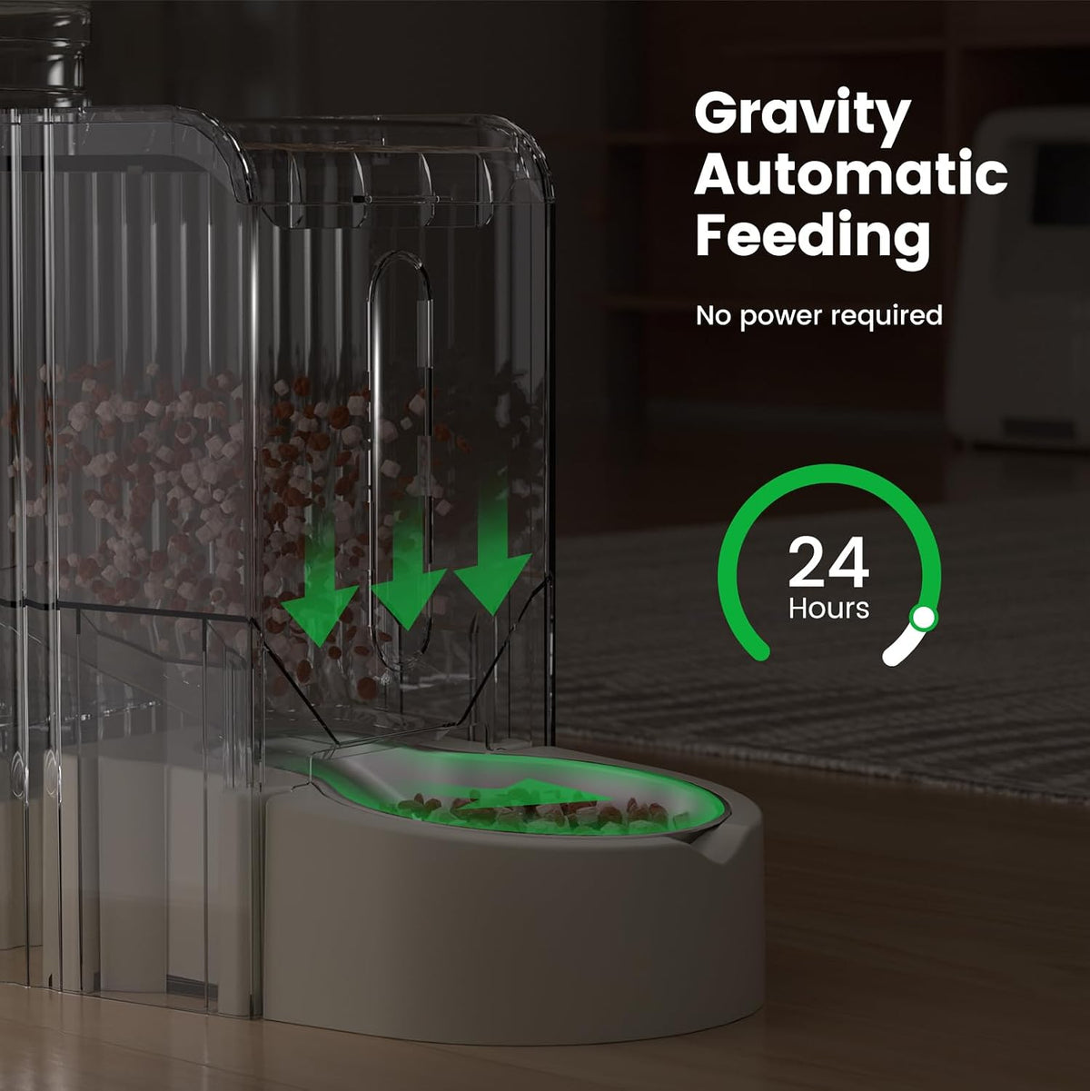 Gravity Automatic Cat Feeder, Water & Food Dispenser Set, Stainless Bowls