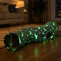 S-Shape Cat Tunnel Glow in the Dark, Grey Moon Star Pattern