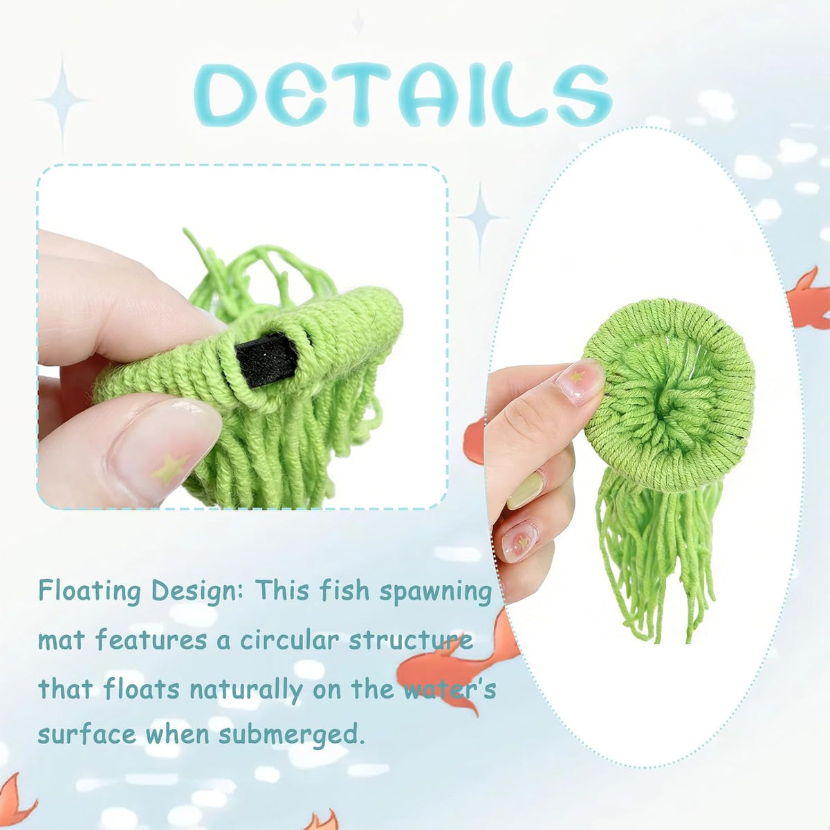 1 PCS Fish Spawning Mops, Fish Breeding Grass Mops, Floating Fish Spawn Breeding Mop for Fish Tank (Green)