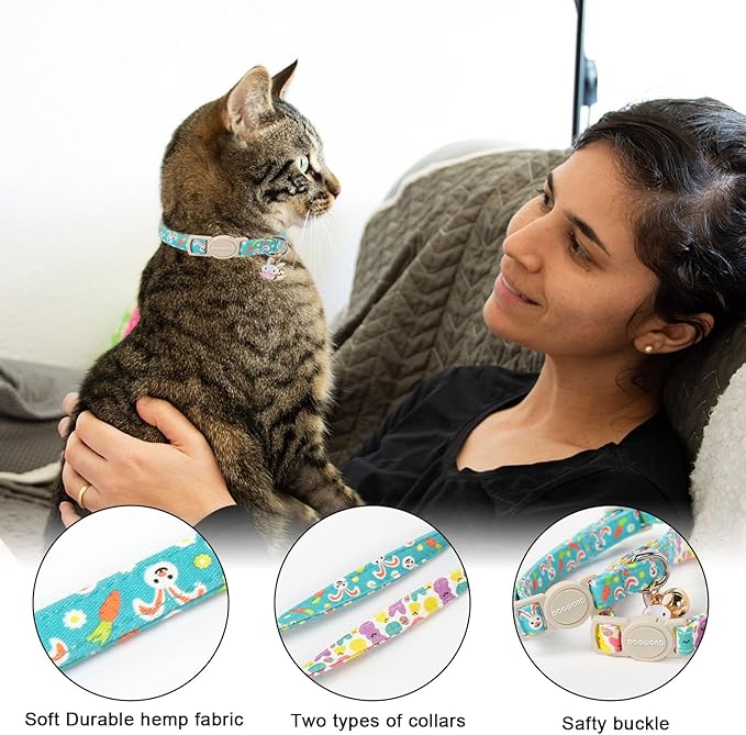 Cat Collar, 2 Pack Easter Day Bunny Cat Collars Breakaway - Image 3