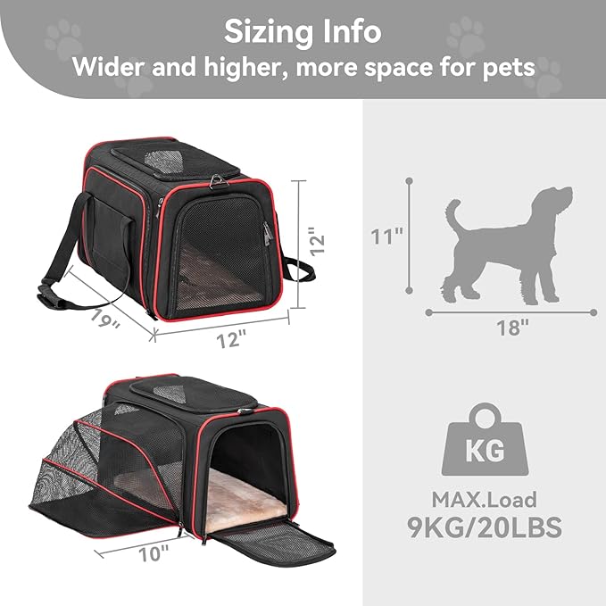 Petsfit Expandable Dog Carrier Large Cat Carrier, Soft-Sided Portable - Image 2