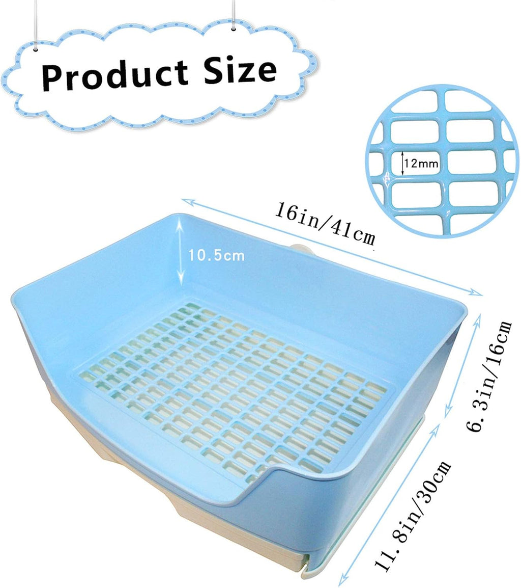 PINVNBY Plastic Rabbit Litter Box with Drawer,Large Bunny Litter Pan(Blue)