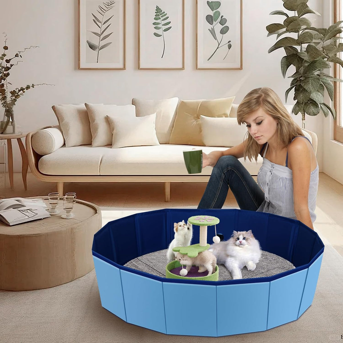 Cat Birthing Box, Whelping Box for Cats, Cat Birthing Nesting Boxs, Whelping Pool,Pet Birth Supplies, Foldable Cates Bath Pool, Convenient Storage, Easy to Clean, Can be Used Indoors or Outdoors