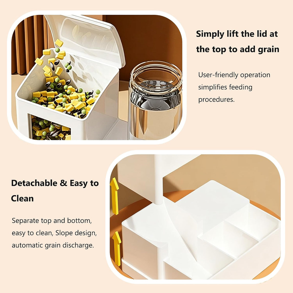 2 in 1 Hamster Water Bottle No Drip Automatic Food Feeder