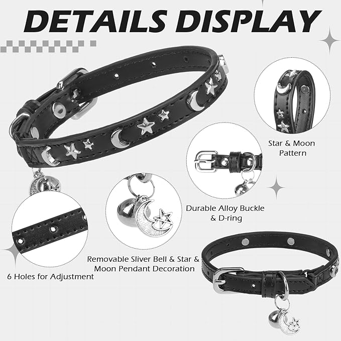 EXPAWLORER Cat Collar for Girl Boy Cats- Adjustable Leather Pet Collar - Image 3