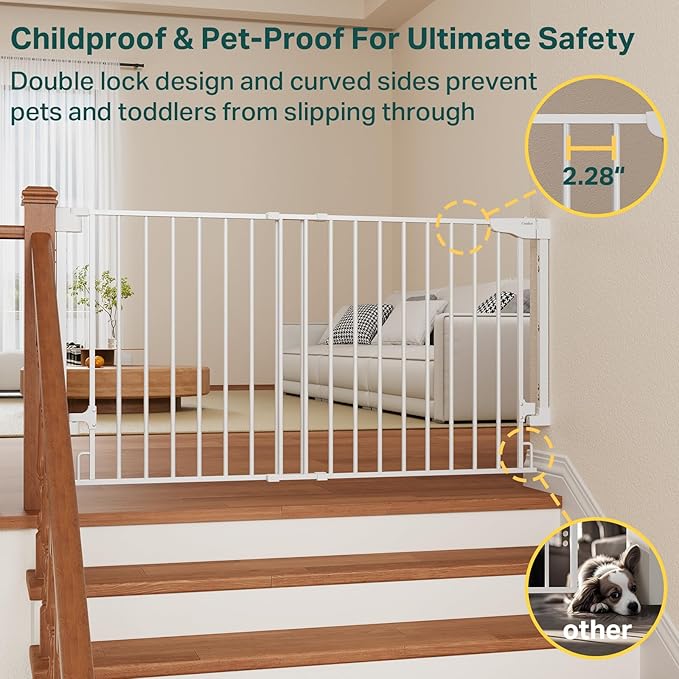 Cumbor 35.1-55" Wide No Bottom Bar Baby Gate - Image 6
