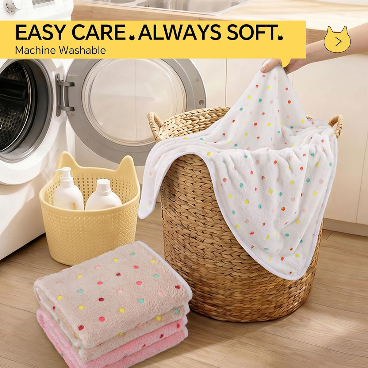 1 Pack 3 Blankets Super Soft Cute Dot Pattern Pet Blanket Flannel Throw for Dog Puppy Cat Beige/Brown/Pink Medium