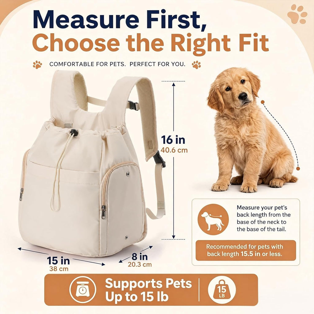Eccliy Dog Sling Carrier for Small Pets up to 15lbs, Cream