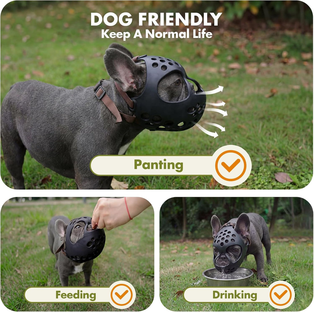 Pezluxe Short Snout Dog Muzzle, Soft Silicone Muzzle for French Bulldog