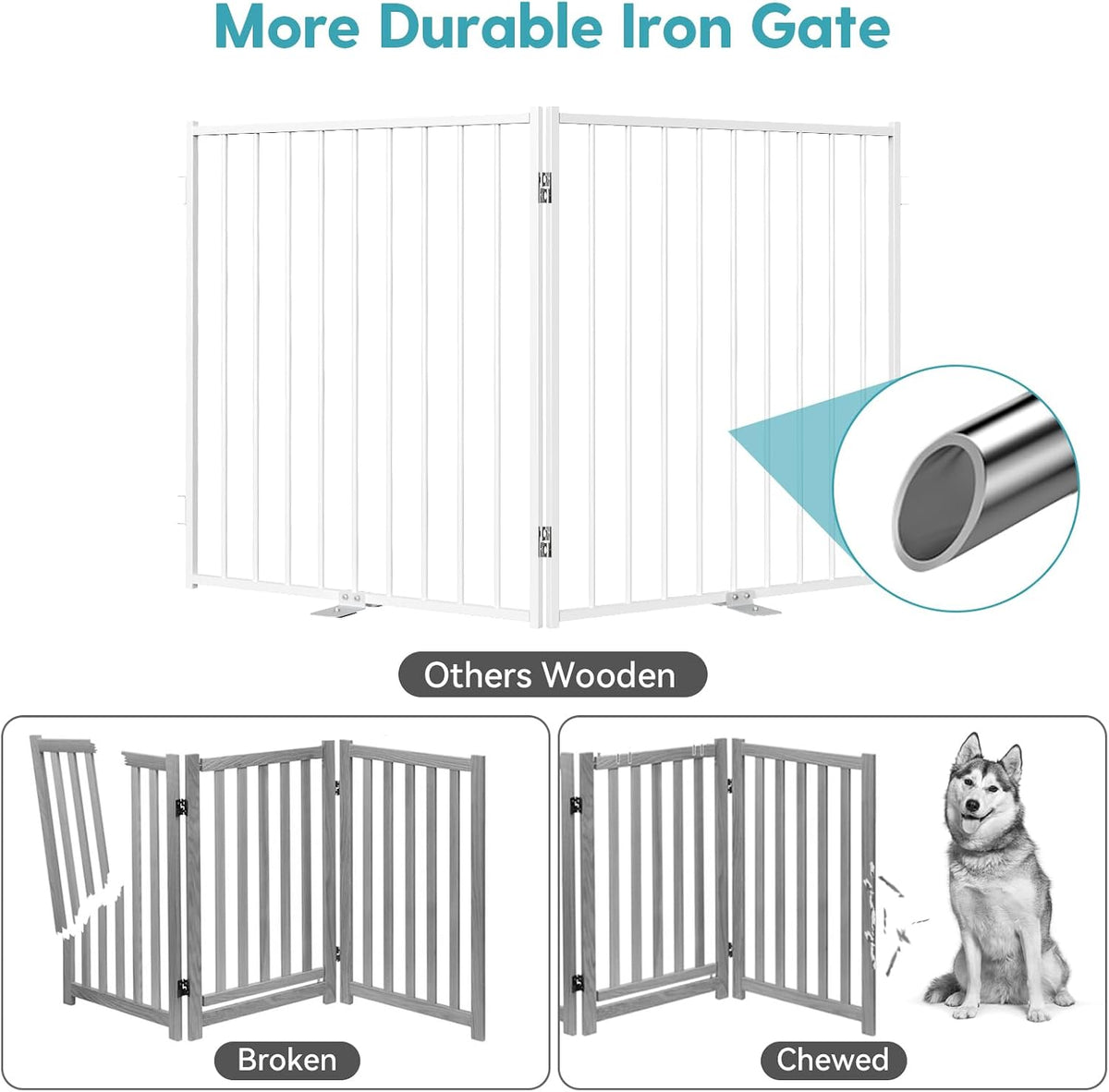 No Pawblems Freestanding Dog Gate with Door for Indoor & Outdoor, 36'' Tall
