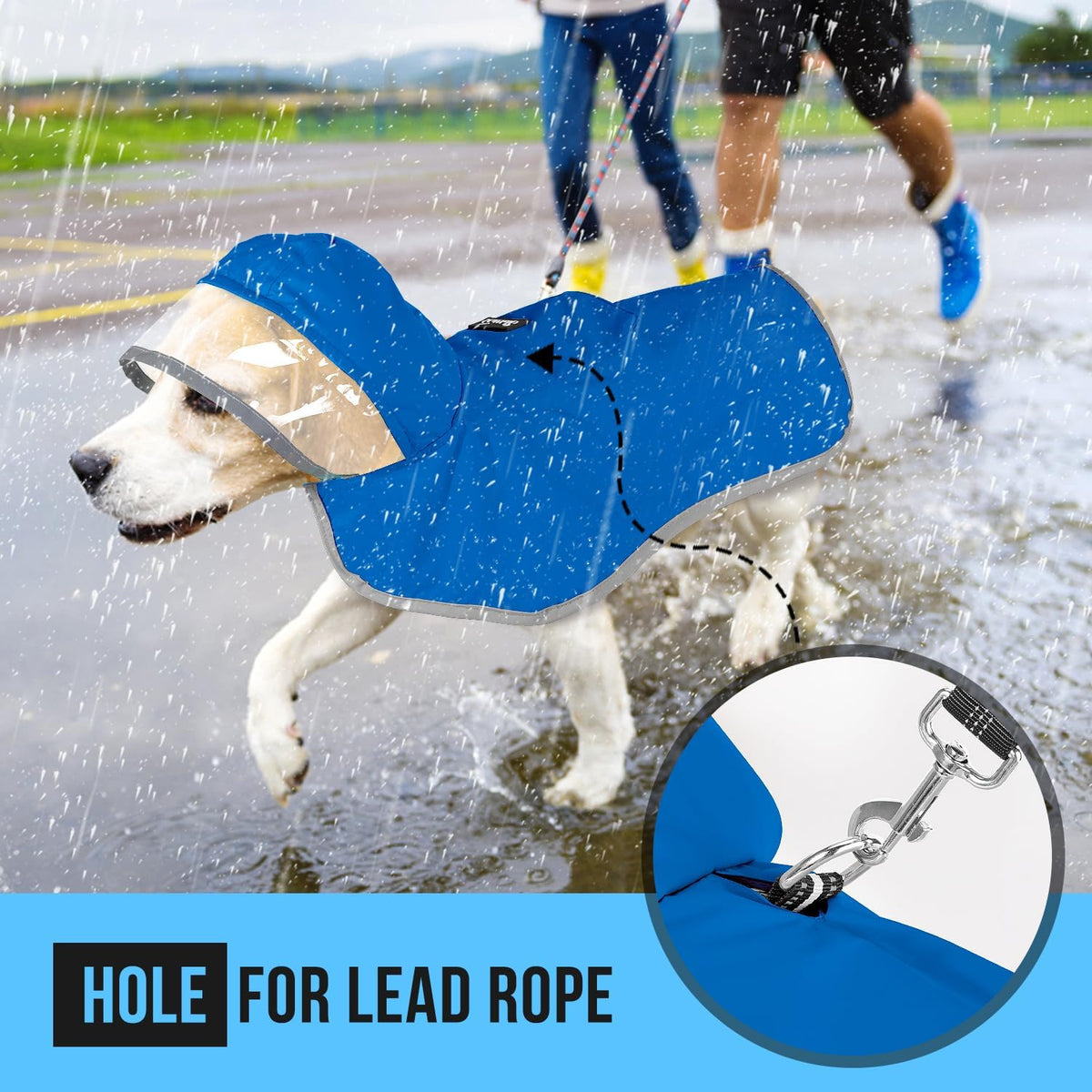 Lukovee Dog Raincoat, Waterproof Jacket with Clear Hood & Leash Hole, XL