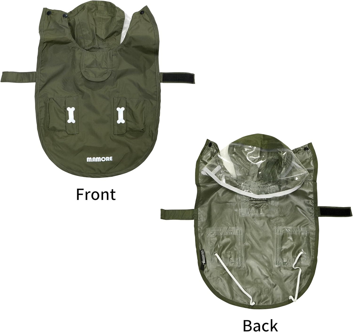 Waterproof Dog Raincoat, Adjustable Reflective Lightweight Pet Rain Clothes with Poncho Hood (Army Green, Small)