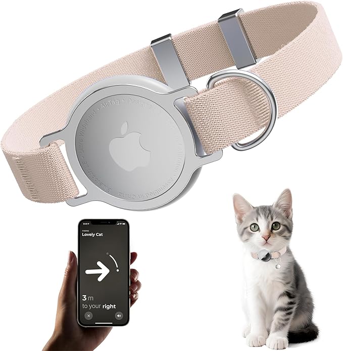 Cat Collar, Ultra Elastic Cat Tracker Collar, Holder Compatible by Sucegi