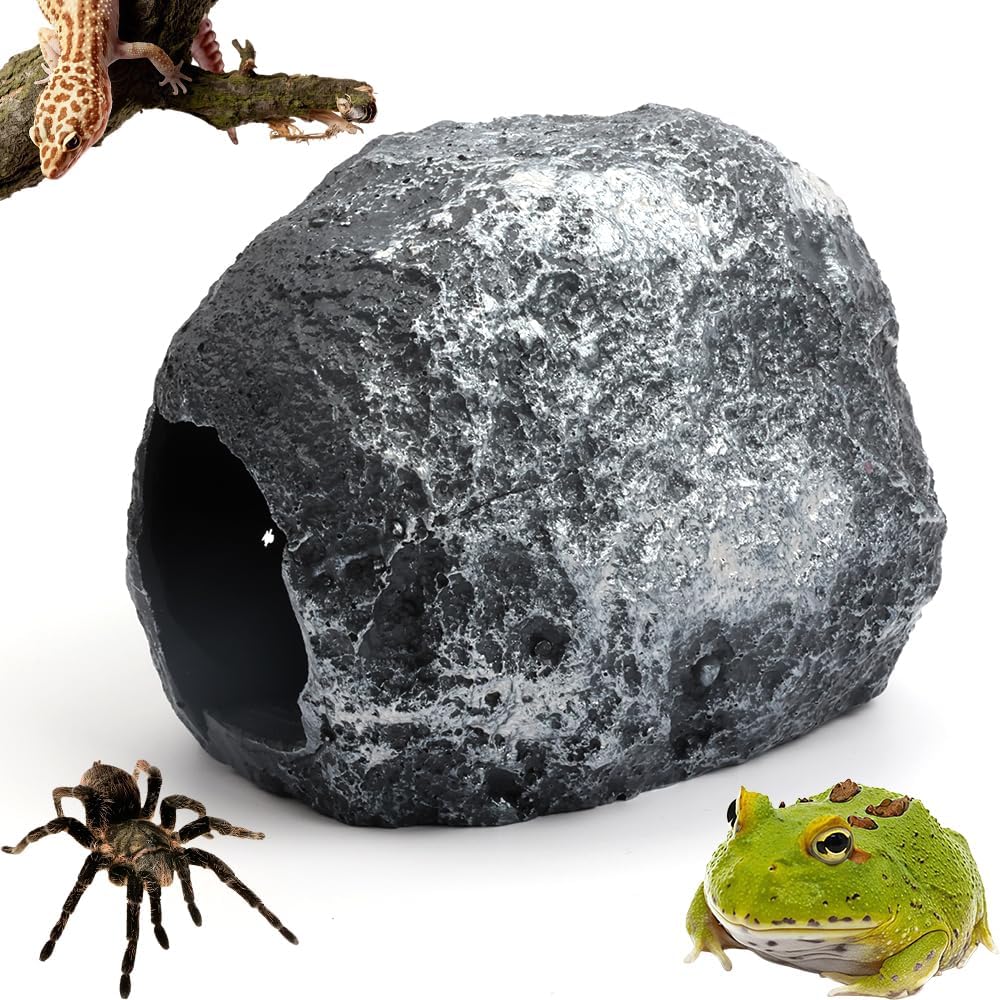 DQITJ Small Reptile Cave Magnetic Design for Easy Viewing Hideout Decoration for Spider Hermit Crab Gecko Corn Snake