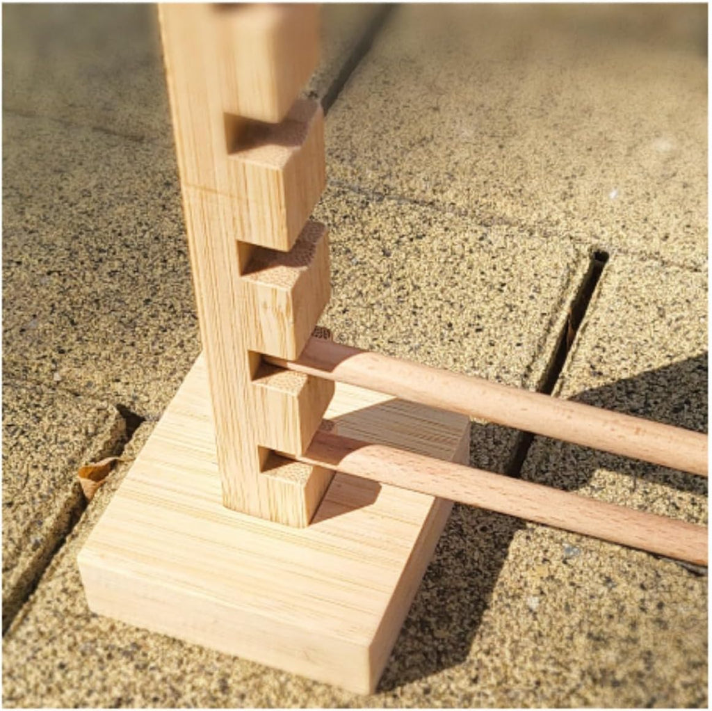 Guinea Pig Jump Bar Natural Wood Obstacle Game Activity Toys Set Adjustable Height Training Hurdles Exercise Small Animal Toys for Bunny Dwarf Rabbit Chinchilla (Wood)