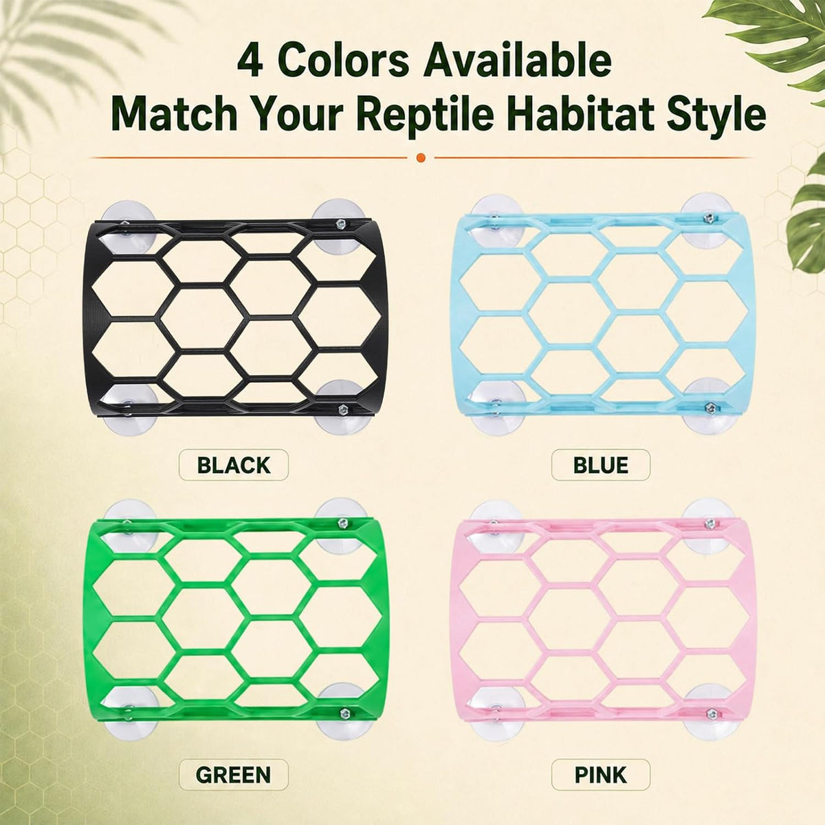 Reptile Climbing Shelf, Suction Cup Honeycomb Platform Snake Tank(Green)