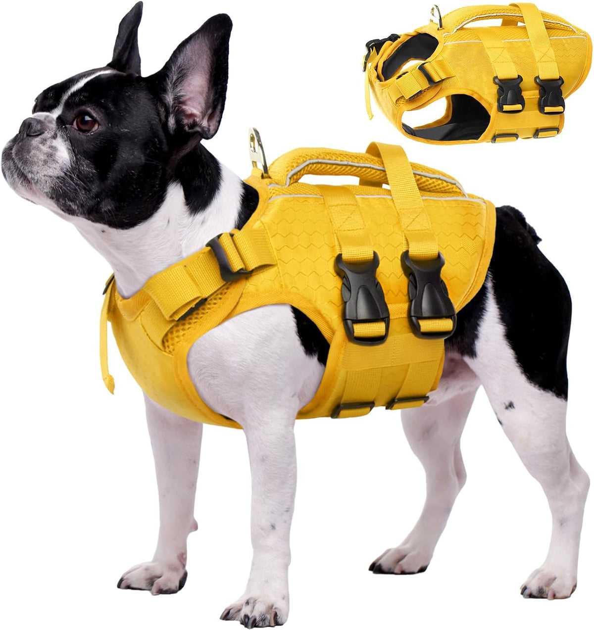 Kuoser Dog Life Jacket, High Flotation Reflective Dog Life Vest, Pink, M