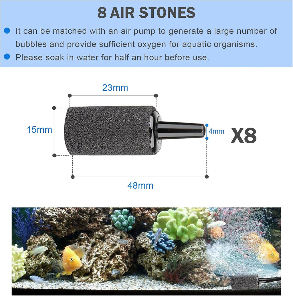 aquarium air pump accessories set-9.84/26.25/101.71 feet aquarium airline tubing hose,check valves,air stones and connectors of I,L,T shape (26.25 feet hose 8 stone 8 check valve 12 connector)