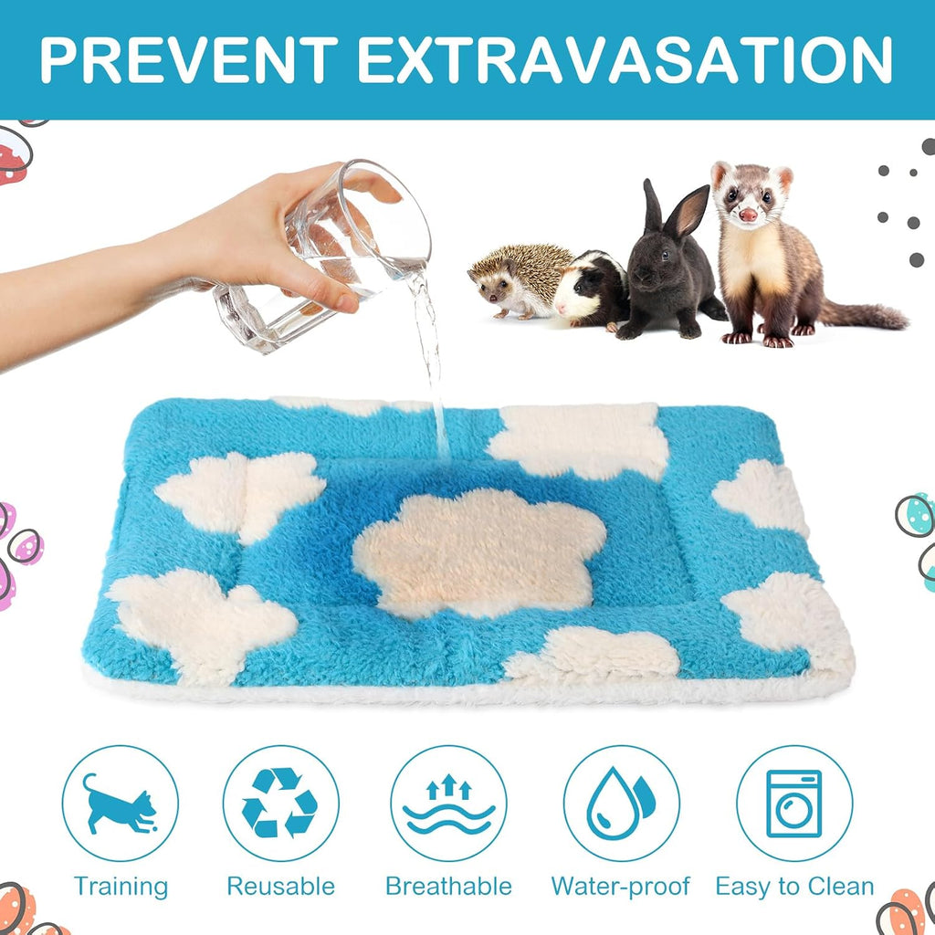 Haull 4 Pcs Waterproof Guinea Pig Bedding Mat, White Cloud, 13 x 10