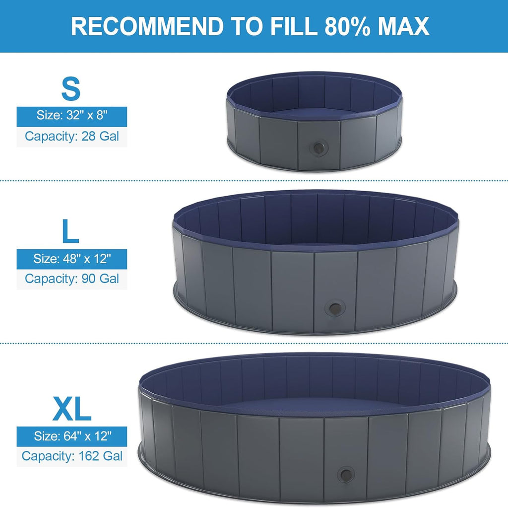 Niubya Foldable Dog Pool, Collapsible Plastic Dog Swimming Pool, 64x12in