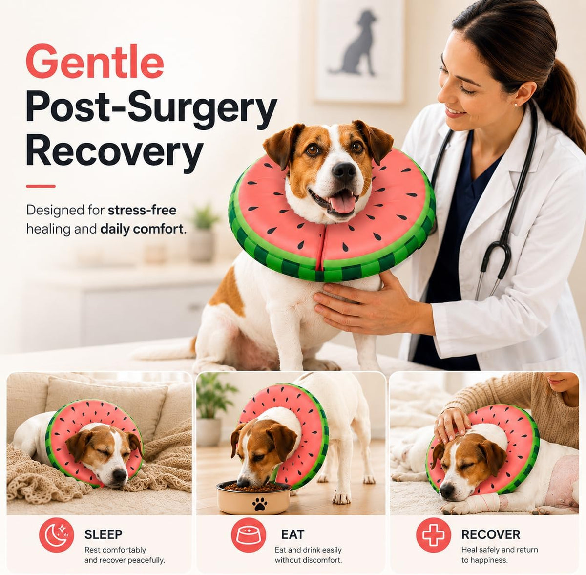 MIDOG Inflatable Dog Cone After Surgery, Donut Collar for Large Dogs, L