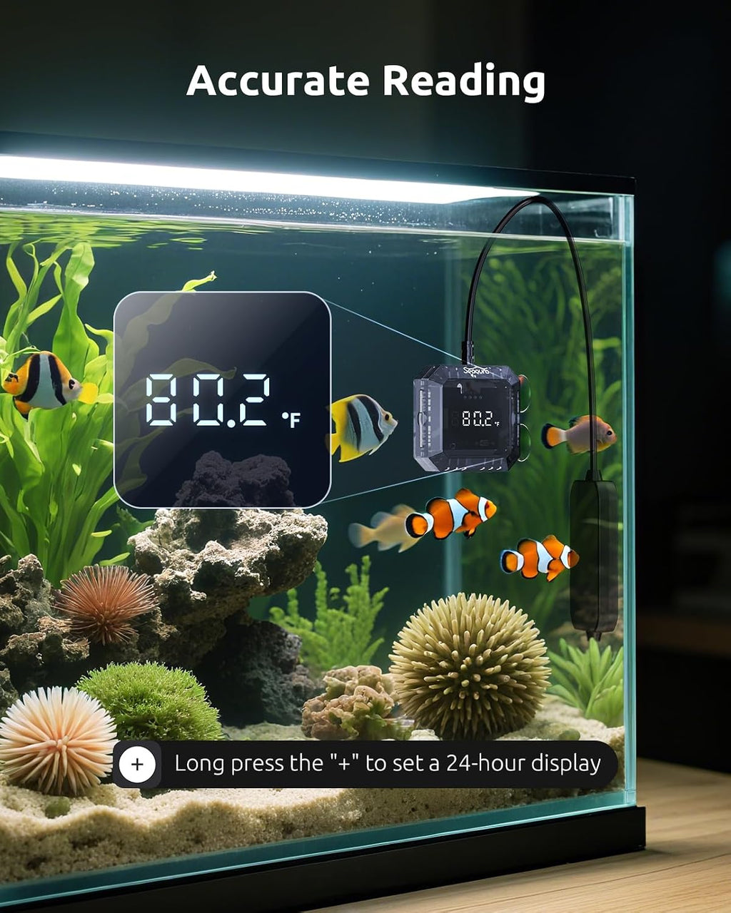 Aquarium Thermometer Submersible, Digital Fish Tank Thermometers with USB