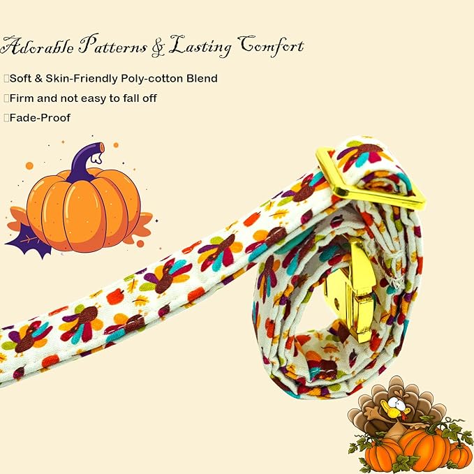 Thanksgiving Dog Collar, Turkey Dogs Collars Bow Tie Pet Collar Adjustable Pet - Image 3