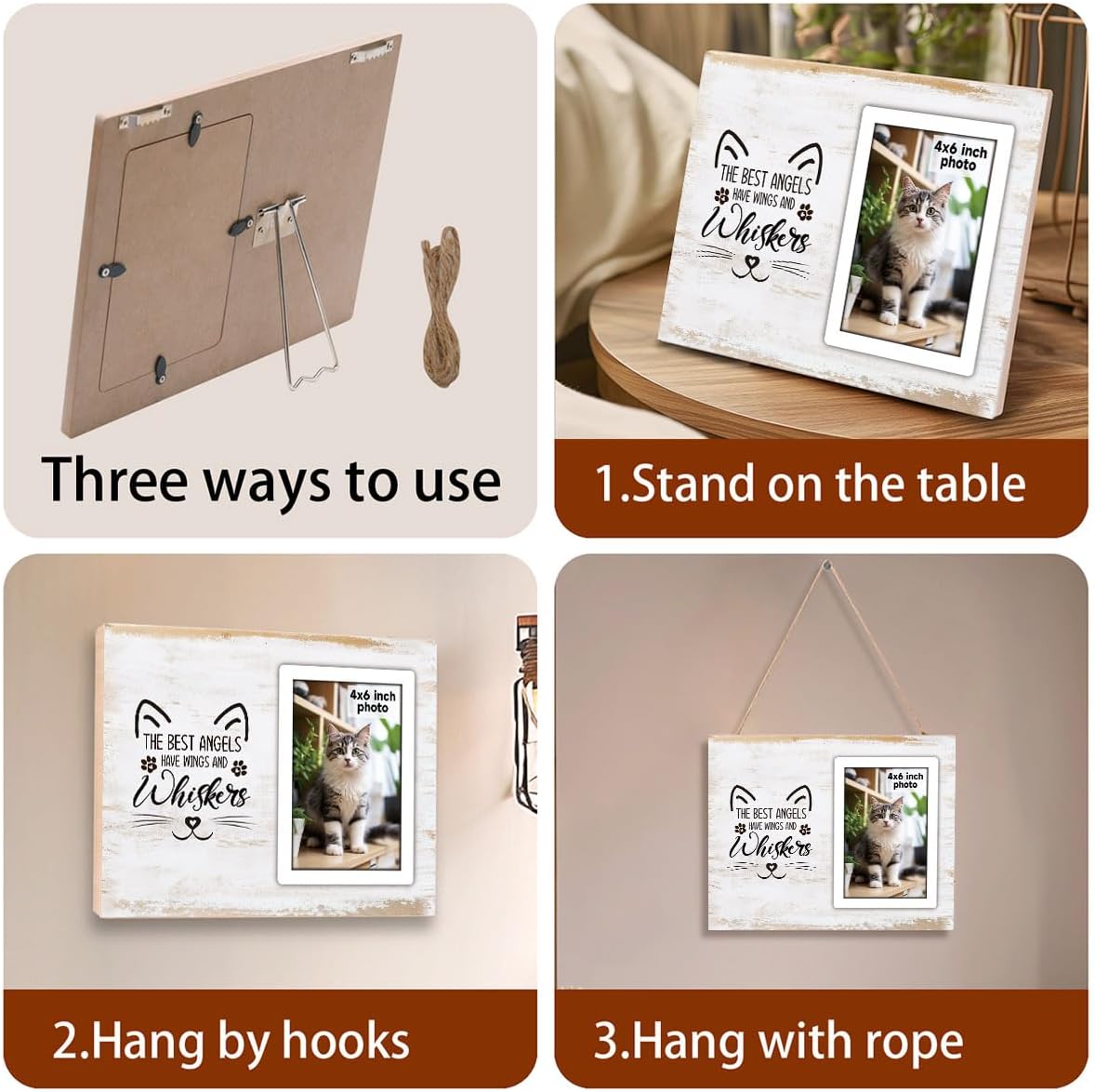 Cat Memorial Gifts for Loss of Cat, Pet Picture Frame Cat Memorial Picture Frame, Cat Loss Sympathy Gift for Women, Family, Pet Memorial Gifts Cat, Loss of Cat Memorials 4x6 Photo Frame