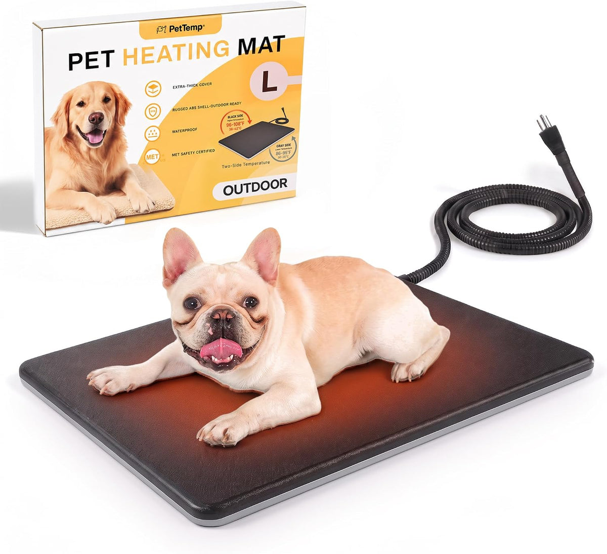 Outdoor Cat Heating Pad, Rigid ABS Pet Heated Mat,Safety Listed,20x16In,45W